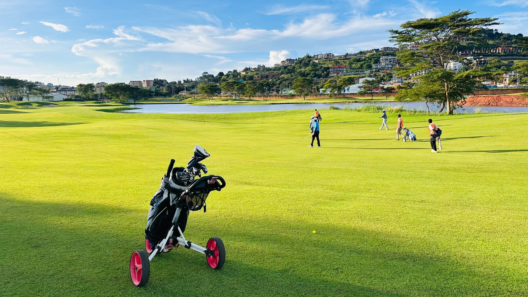 Golf bag on an East African golf course