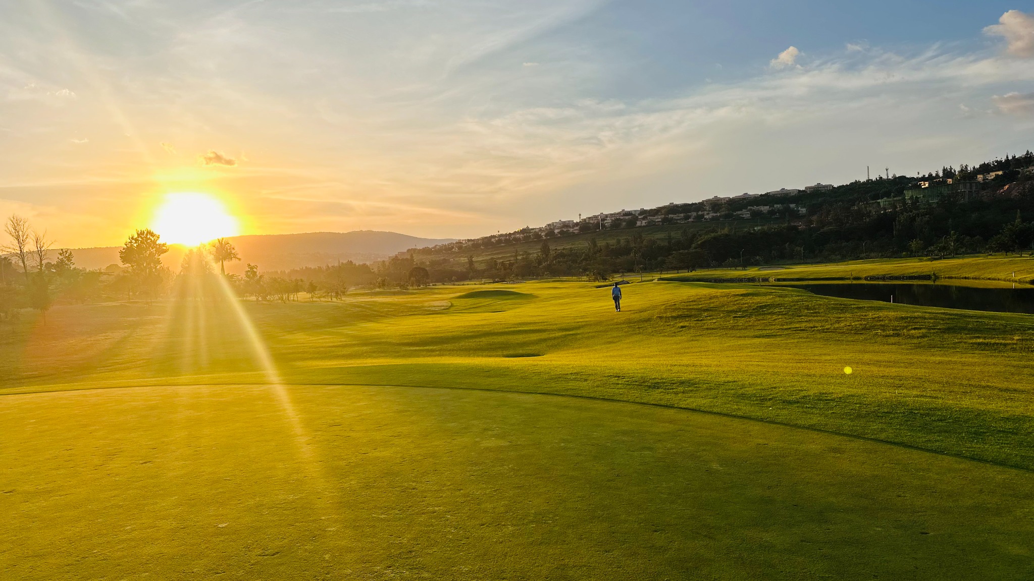 Golf course at sunset